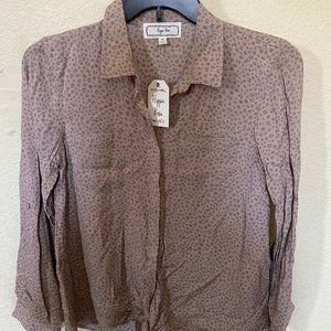 Hippie Rose Floral Button Down Shirt Woman's S NWT Mauve Pink Long Sleeve